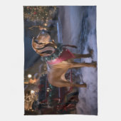 Bloodhound Kerstmis Feestelijk Seizoen Theedoek (Verticaal)