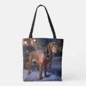Bloodhound Kerstmis Feestelijk Seizoen Tote Bag (Achterkant)