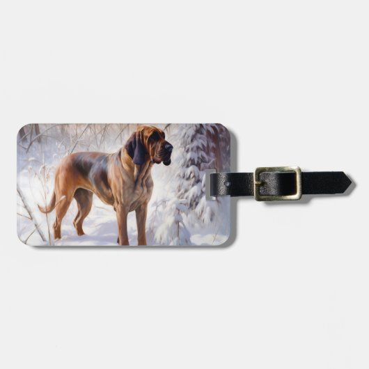 Bloodhound Laat het sneeuwen Kerstmis Bagagelabel (Voorkant horizontaal)