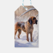 Bloodhound Laat het Sneeuwen Kerstmis Cadeaulabel (Achterkant)