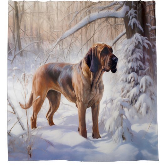 Bloodhound Laat het sneeuwen Kerstmis Douchegordijn (Voorkant)