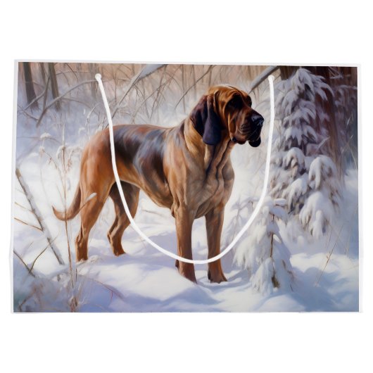 Bloodhound Laat het sneeuwen Kerstmis Groot Cadeauzakje (Achterkant)