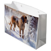 Bloodhound Laat het sneeuwen Kerstmis Groot Cadeauzakje (Achterkant Gekanteld)