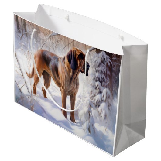 Bloodhound Laat het sneeuwen Kerstmis Groot Cadeauzakje (Achterkant Gekanteld)
