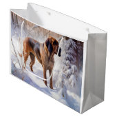 Bloodhound Laat het sneeuwen Kerstmis Groot Cadeauzakje (Voorkant Gekanteld)