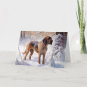 Bloodhound Laat het sneeuwen Kerstmis Kaart (Voorkant)