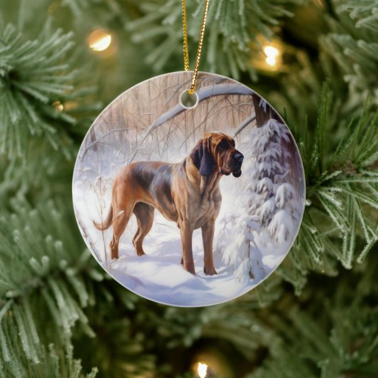 Bloodhound Laat het sneeuwen Kerstmis Keramisch Ornament (Boom)