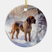 Bloodhound Laat het sneeuwen Kerstmis Keramisch Ornament (Voorkant)
