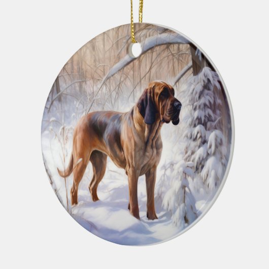 Bloodhound Laat het sneeuwen Kerstmis Keramisch Ornament (Links)