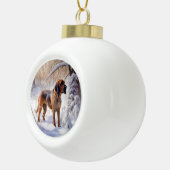 Bloodhound Laat het sneeuwen Kerstmis Keramische Bal Ornament (Rechts)