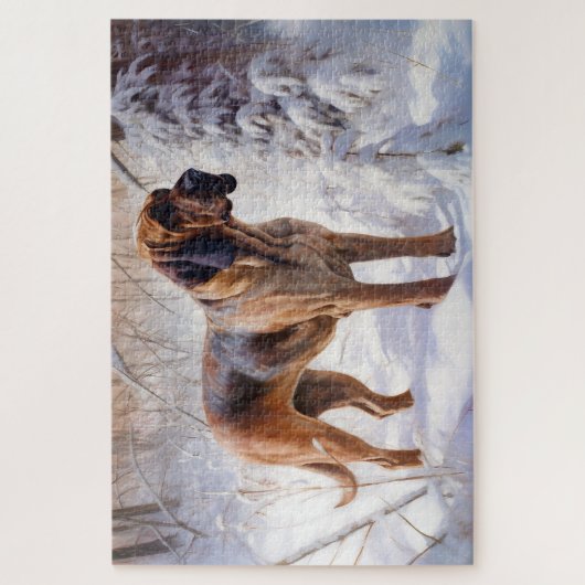 Bloodhound Laat het sneeuwen Kerstmis Legpuzzel (Verticaal)