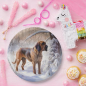 Bloodhound Laat het sneeuwen Kerstmis Papieren Bordje (Feest)