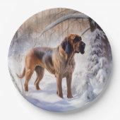 Bloodhound Laat het sneeuwen Kerstmis Papieren Bordje (Voorkant)