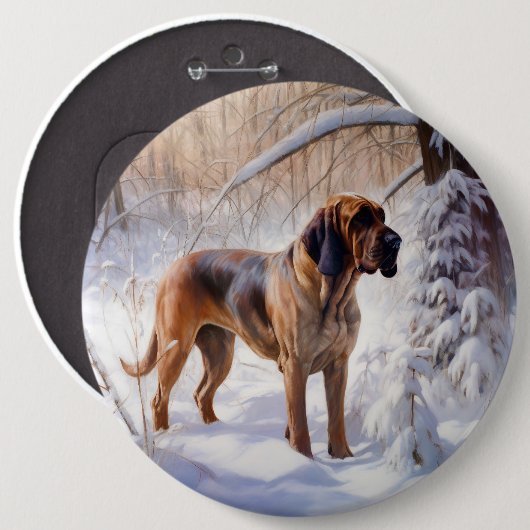 Bloodhound Laat het sneeuwen Kerstmis Ronde Button 6,0 Cm (Voorkant /achterkant)
