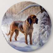 Bloodhound Laat het sneeuwen Kerstmis Ronde Button 6,0 Cm (Voorkant)