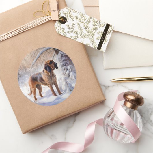 Bloodhound Laat het Sneeuwen Kerstmis Ronde Sticker (Geschenken)