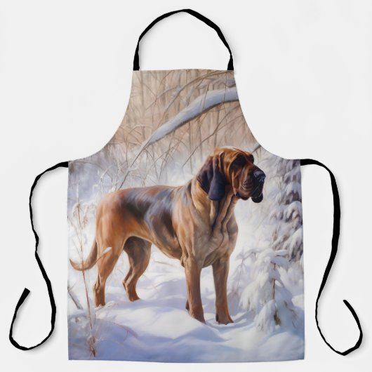 Bloodhound Laat het sneeuwen Kerstmis Schort (Voorkant)