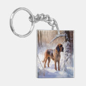 Bloodhound Laat het sneeuwen Kerstmis Sleutelhanger (Voorkant Links)