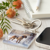 Bloodhound Laat het sneeuwen Kerstmis Sleutelhanger (Voorkant Rechts)