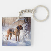 Bloodhound Laat het sneeuwen Kerstmis Sleutelhanger (Achterkant)