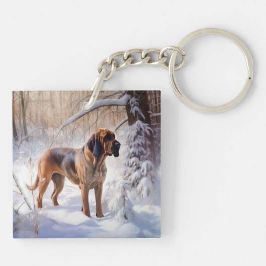 Bloodhound Laat het sneeuwen Kerstmis Sleutelhanger (Achterkant)