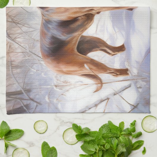 Bloodhound Laat het sneeuwen Kerstmis Theedoek (Gevouwen)