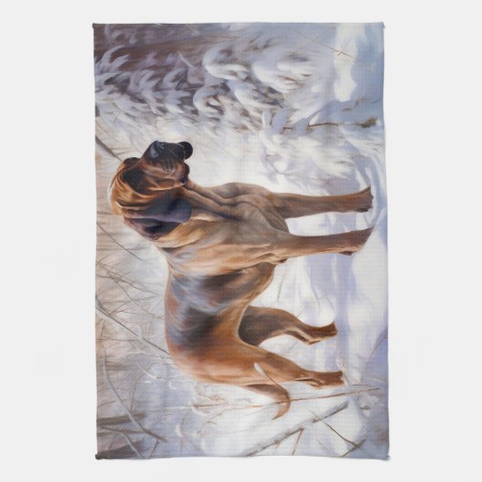 Bloodhound Laat het sneeuwen Kerstmis Theedoek (Verticaal)