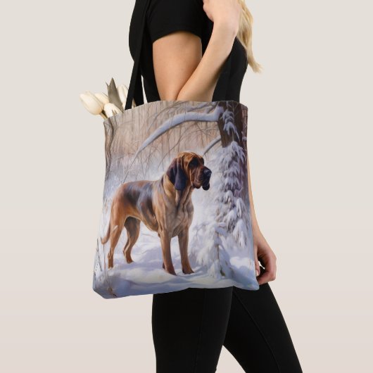Bloodhound Laat het sneeuwen Kerstmis Tote Bag (Dichtbij)