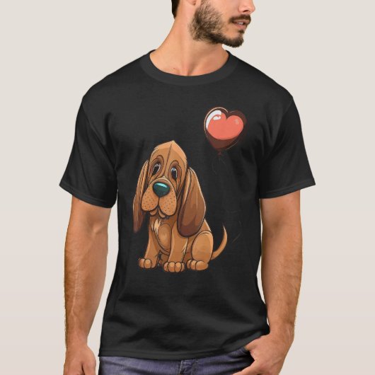 Bloodhound Love Heart for Valentines Day on Bloodh T-shirt (Voorkant)