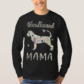 Bloodhound Mama Floral Dog Mom Love T-shirt