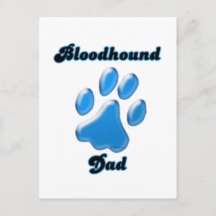 Bloodhound Papa Blauwe Pawprint Briefkaart
