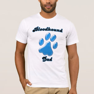 Bloodhound Papa Blauwe Pawprint T-shirt