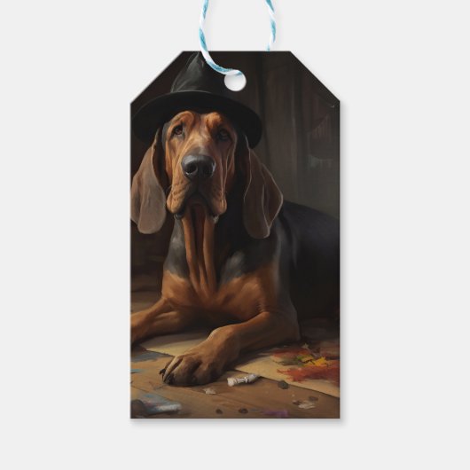 Bloodhound pompoenen Halloween eng Cadeaulabel (Voorkant)
