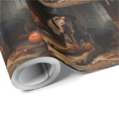 Bloodhound pompoenen Halloween eng Cadeaupapier (Rol Hoek)