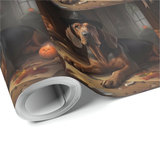 Bloodhound pompoenen Halloween eng Cadeaupapier (Rol Hoek)