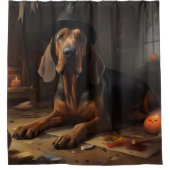 Bloodhound pompoenen Halloween eng Douchegordijn (Voorkant)