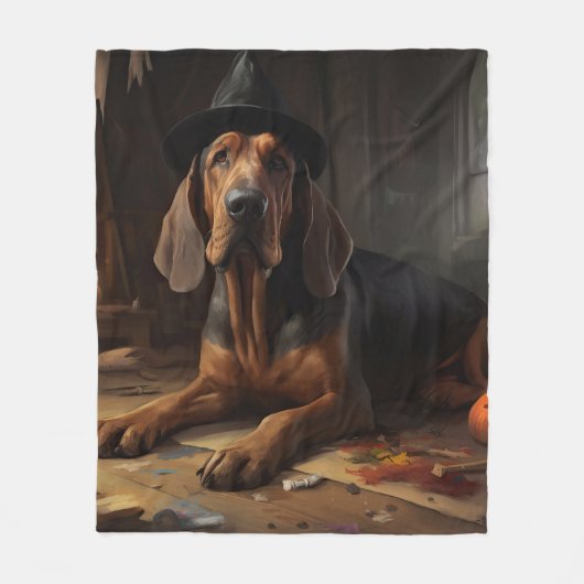 Bloodhound pompoenen Halloween eng Fleece Deken (Voorkant)