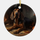 Bloodhound pompoenen Halloween eng Keramisch Ornament (Voorkant)