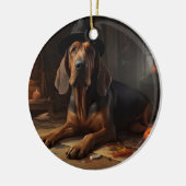 Bloodhound pompoenen Halloween eng Keramisch Ornament (Links)