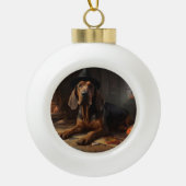 Bloodhound pompoenen Halloween eng Keramische Bal Ornament (Voorkant)