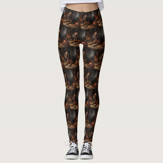 Bloodhound pompoenen Halloween eng Leggings (Voorkant)