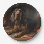 Bloodhound pompoenen Halloween eng Papieren Bordje (Voorkant)