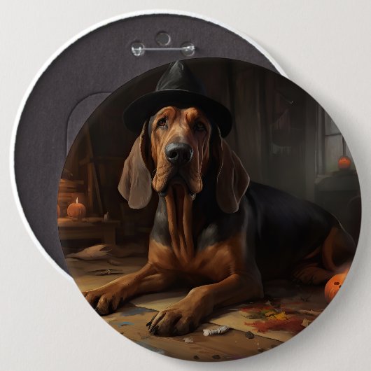 Bloodhound pompoenen Halloween eng Ronde Button 6,0 Cm (Voorkant /achterkant)