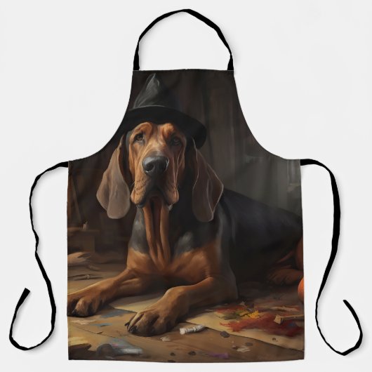 Bloodhound pompoenen Halloween eng Schort (Voorkant)
