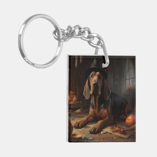 Bloodhound pompoenen Halloween eng Sleutelhanger (Voorkant Links)