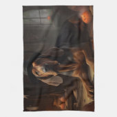 Bloodhound pompoenen Halloween eng Theedoek (Verticaal)