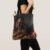 Bloodhound pompoenen Halloween eng Tote Bag (Dichtbij)