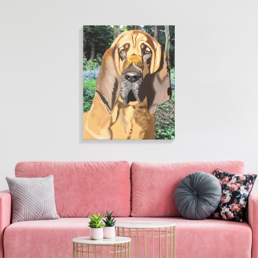 Bloodhound Portrait Canvas Afdruk (Insitu (Woonkamer))