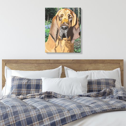 Bloodhound Portrait Canvas Afdruk (Insitu (Slaapkamer))