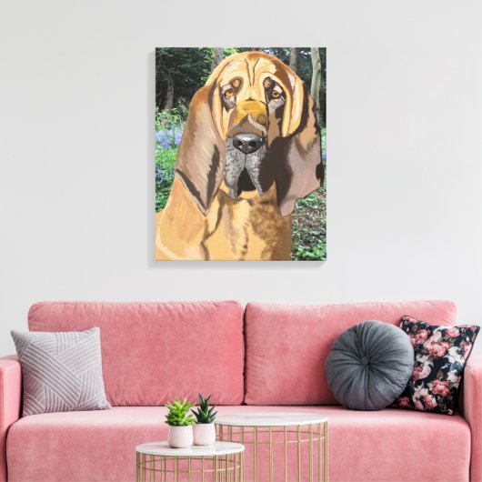 Bloodhound Portrait Canvas Afdruk (Insitu (Woonkamer))